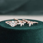 1.0 CT Oval Cut Cluster Art Deco Moissanite Bridal Ring Set 3