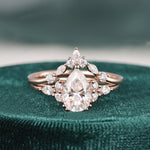 1.50 CT Pear Cut Cluster Moissanite Bridal Ring Set 1