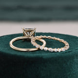 2.0 CT Princess Cut Solitaire Moissanite Bridal Ring Set 5