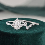 1.50 CT Pear Cut Cluster Moissanite Bridal Ring Set 6