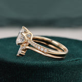 1.0 CT Pear Cut Solitaire Pave Setting Moissanite Bridal Ring Set 5