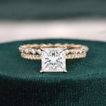 2.0 CT Princess Cut Solitaire Moissanite Bridal Ring Set 3