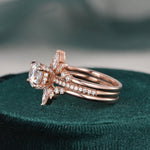 1.0 CT Round Cut Hidden Halo Moissanite Bridal Ring Set 6