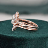 1.50 CT Oval Cut Cluster Moissanite Bridal Ring Set 6