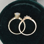 1.0 CT Pear Cut Solitaire Pave Setting Moissanite Bridal Ring Set 6