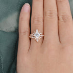 1.0 CT Round Cut Hidden Halo Moissanite Bridal Ring Set 2