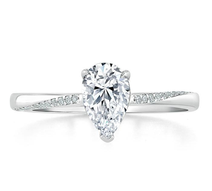 0.75 CT Pear Cut Solitaire Moissanite Engagement Ring 1