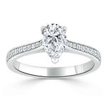 0.75 CT Pear Cut Solitaire Engagement Ring With Channel Pave Setting 2