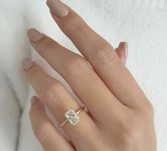1.04 CT Radiant Cut Solitaire Style Moissanite Engagement Ring 1