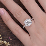 1.0 CT Cushion Cut Halo Moissanite Engagement Ring 2