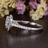 1.0 CT Cushion Cut Halo Moissanite Engagement Ring 6