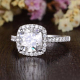1.0 CT Cushion Cut Halo Moissanite Engagement Ring 5