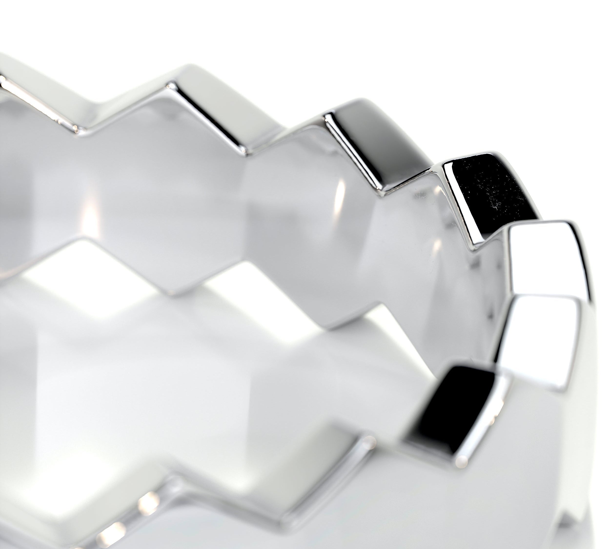 Hexagon Form Polished Finish Classic Men's Band 2
