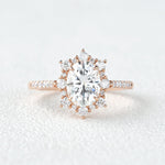 1.33 CT Oval Cut Halo Pave Moissanite Engagement Ring 11
