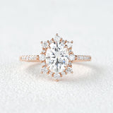 1.33 CT Oval Cut Halo Pave Moissanite Engagement Ring 11