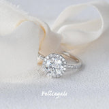 1.0 CT Round Cut Halo Pave Moissanite Engagement Ring 4