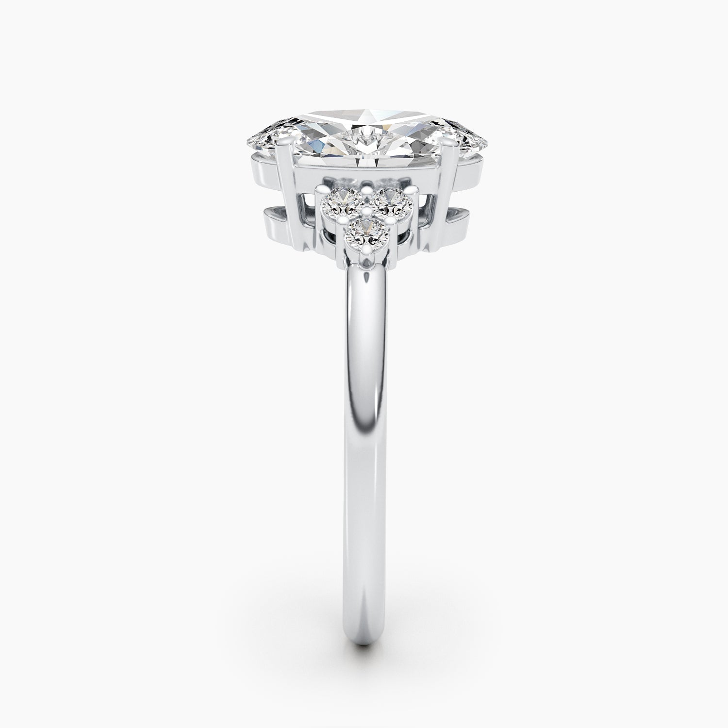 2.42 CT Oval Three Stone CVD G/VS Diamond Engagement Ring 3