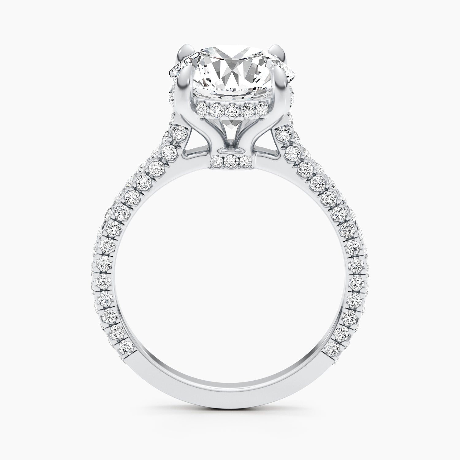 2.8 CT Round Hidden Halo CVD F/VS Diamond Engagement Ring 4