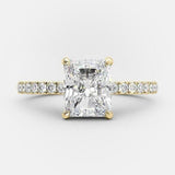 1.67 CT Radiant Hidden Halo & Pave Moissanite Engagement Ring 7