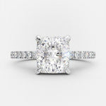 3.25 CT Cushion Solitaire & Pave Moissanite Engagement Ring 4
