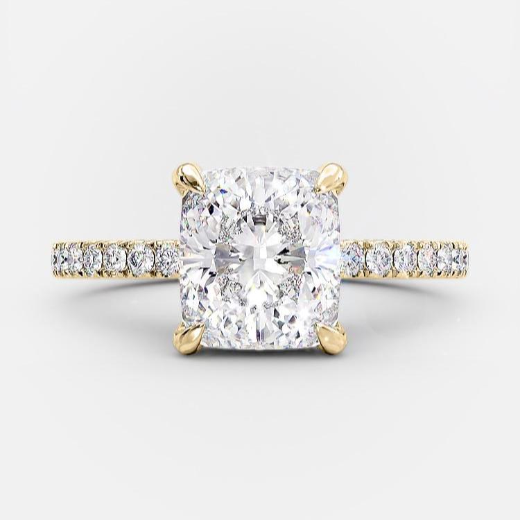 3.25 CT Cushion Solitaire & Pave Moissanite Engagement Ring 6