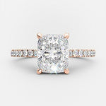 2.33 CT Cushion Hidden Halo & Pave Moissanite Engagement Ring 6