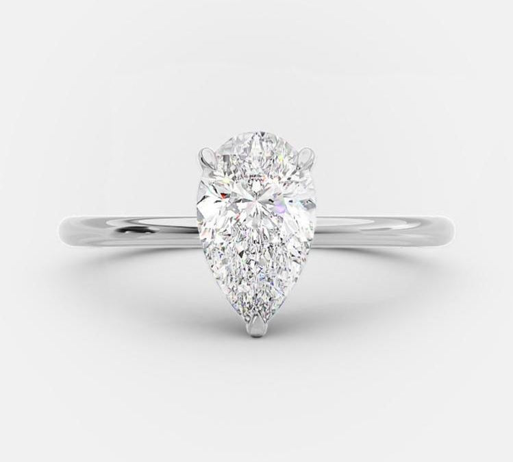 2.5 CT Pear Cut Solitaire Style Moissanite Engagement Ring 6