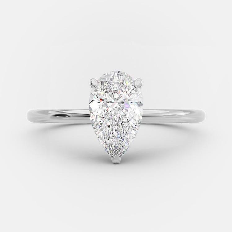 2.5 CT Pear Cut Solitaire Style Moissanite Engagement Ring 6