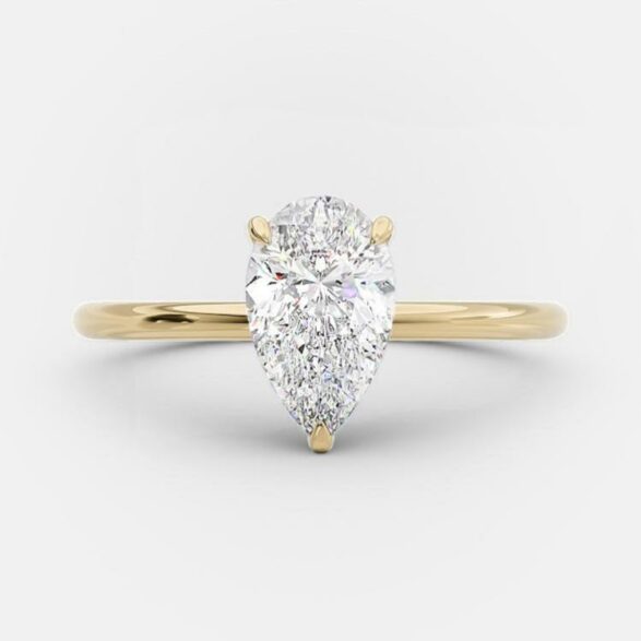 2.5 CT Pear Cut Solitaire Style Moissanite Engagement Ring 7