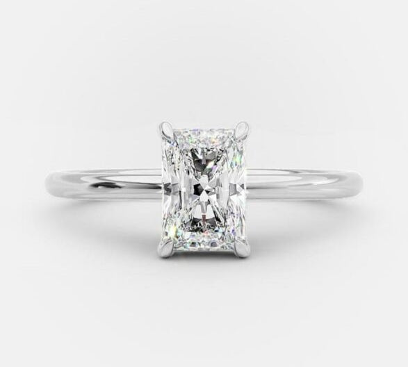 1.04 CT Radiant Cut Solitaire Style Moissanite Engagement Ring 4