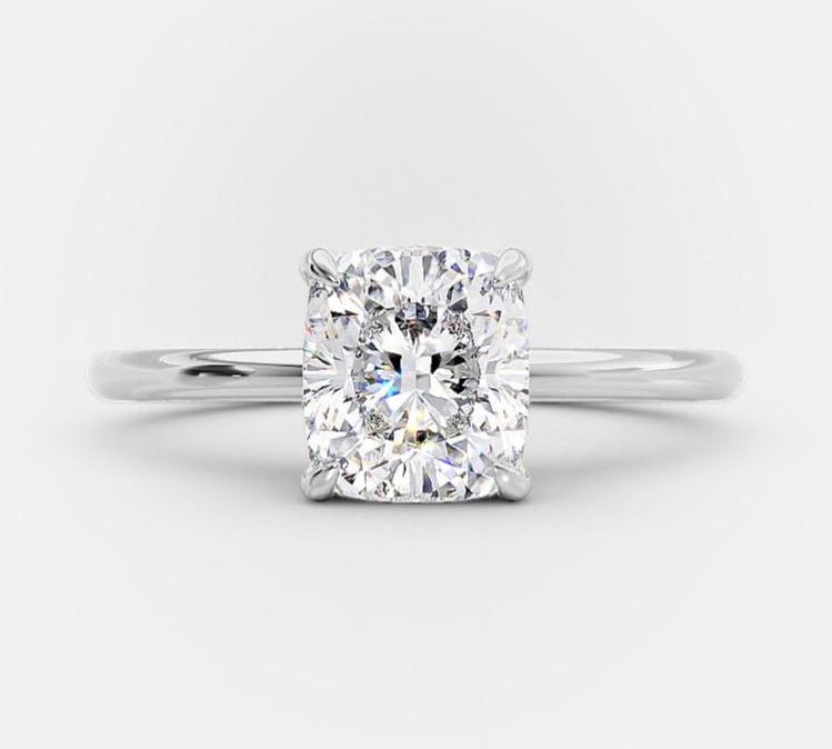 2.70 CT Elongated Cushion Cut Solitaire Moissanite Engagement Ring 6