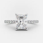 2.43 CT Radiant Solitaire & Pave Moissanite Engagement Ring 5