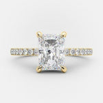 2.43 CT Radiant Solitaire & Pave Moissanite Engagement Ring 6