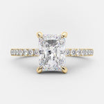 2.1 CT Radiant Hidden Halo & Pave Moissanite Engagement Ring 6