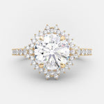 2.0 CT Round Cut Cluster Halo Style Moissanite Engagement Ring 6