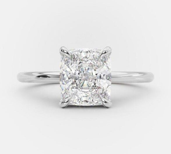 2.7 CT Cushion Solitaire Style Moissanite Engagement Ring 5