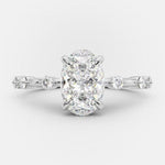 2.10 CT Oval Cut Solitaire & Dainty Pave Moissanite Engagement Ring 4
