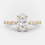 2.10 CT Oval Cut Solitaire & Dainty Pave Moissanite Engagement Ring 5