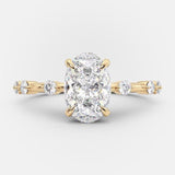 2.10 CT Oval Cut Solitaire & Dainty Pave Moissanite Engagement Ring 5