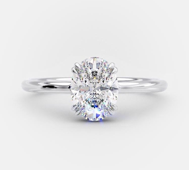 1.33 CT Oval Solitaire Hidden Halo Style Moissanite Engagement Ring 5
