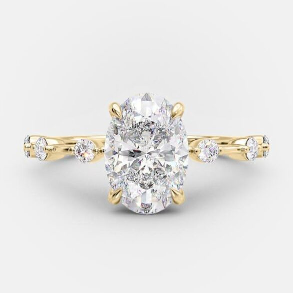 2.1 CT Oval Dainty Pave Moissanite Engagement Ring 5