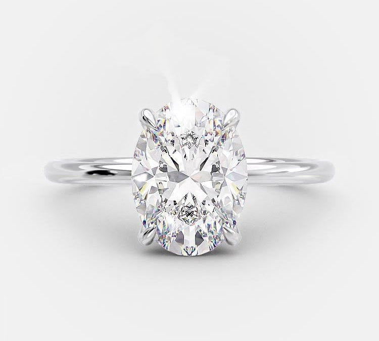 2.1 CT Oval Cut Solitaire Style Moissanite Engagement Ring 6