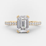 1.55 CT Emerald Solitaire & Pave Setting Moissanite Engagement Ring 5