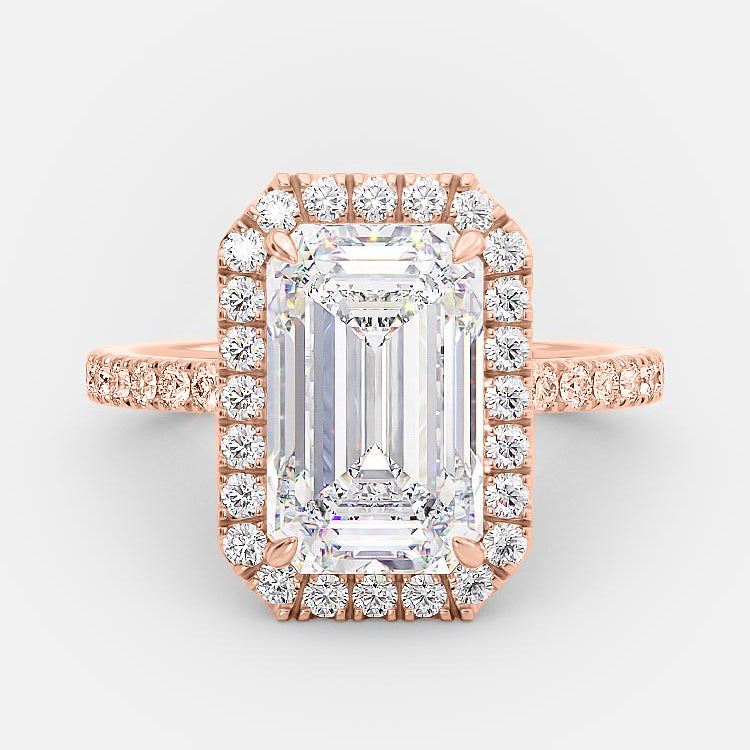 3.18 CT Emerald Cut Halo Style Moissanite Engagement Ring 6