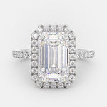 3.18 CT Emerald Cut Halo Style Moissanite Engagement Ring 4