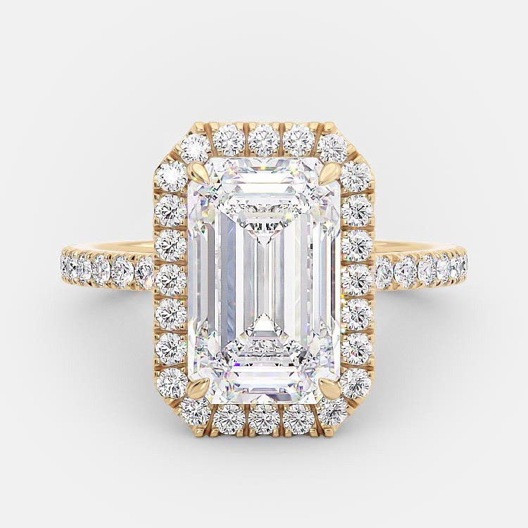 3.18 CT Emerald Cut Halo Style Moissanite Engagement Ring 5