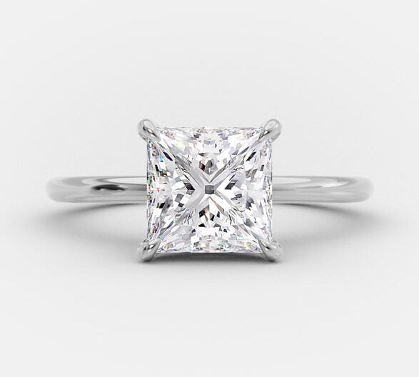 2.08 CT Princess Cut Solitaire Style Moissanite Engagement Ring 6