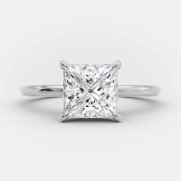 2.08 CT Princess Cut Solitaire Style Moissanite Engagement Ring 6