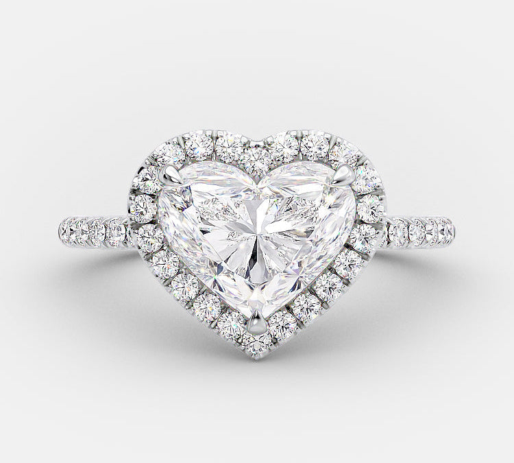 2.0 CT Heart Cut Halo Style Moissanite Engagement Ring 4