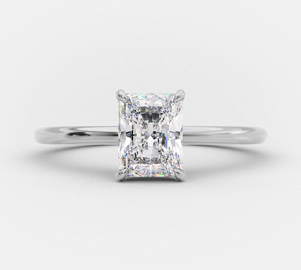 1.04 CT Radiant Hidden Halo Solitaire Moissanite Engagement Ring 5